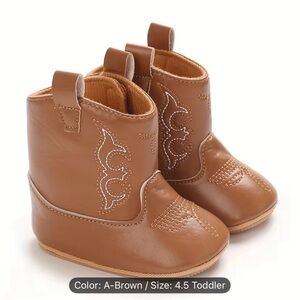 Brown Infant Baby Cowboy Boots Sz 4.5